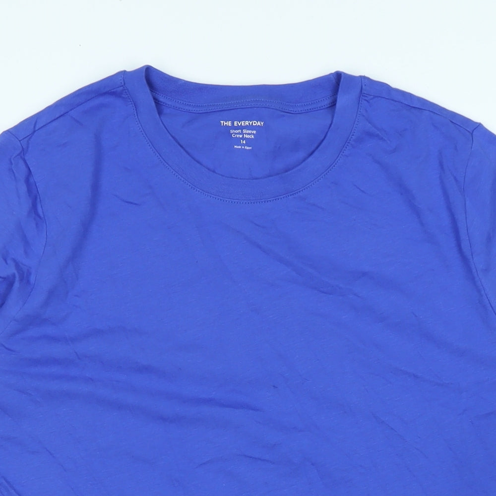 NEXT Womens Blue Cotton Basic T-Shirt Size 14 Crew Neck