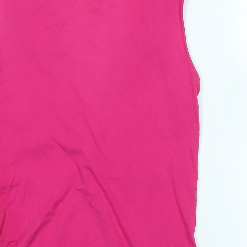 Marks and Spencer Womens Pink Cotton Basic T-Shirt Size 10 V-Neck