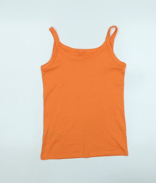 Marks and Spencer Womens Orange Cotton Camisole Tank Size 10 Scoop Neck