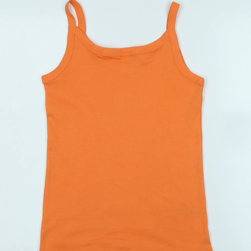 Marks and Spencer Womens Orange Cotton Camisole Tank Size 10 Scoop Neck