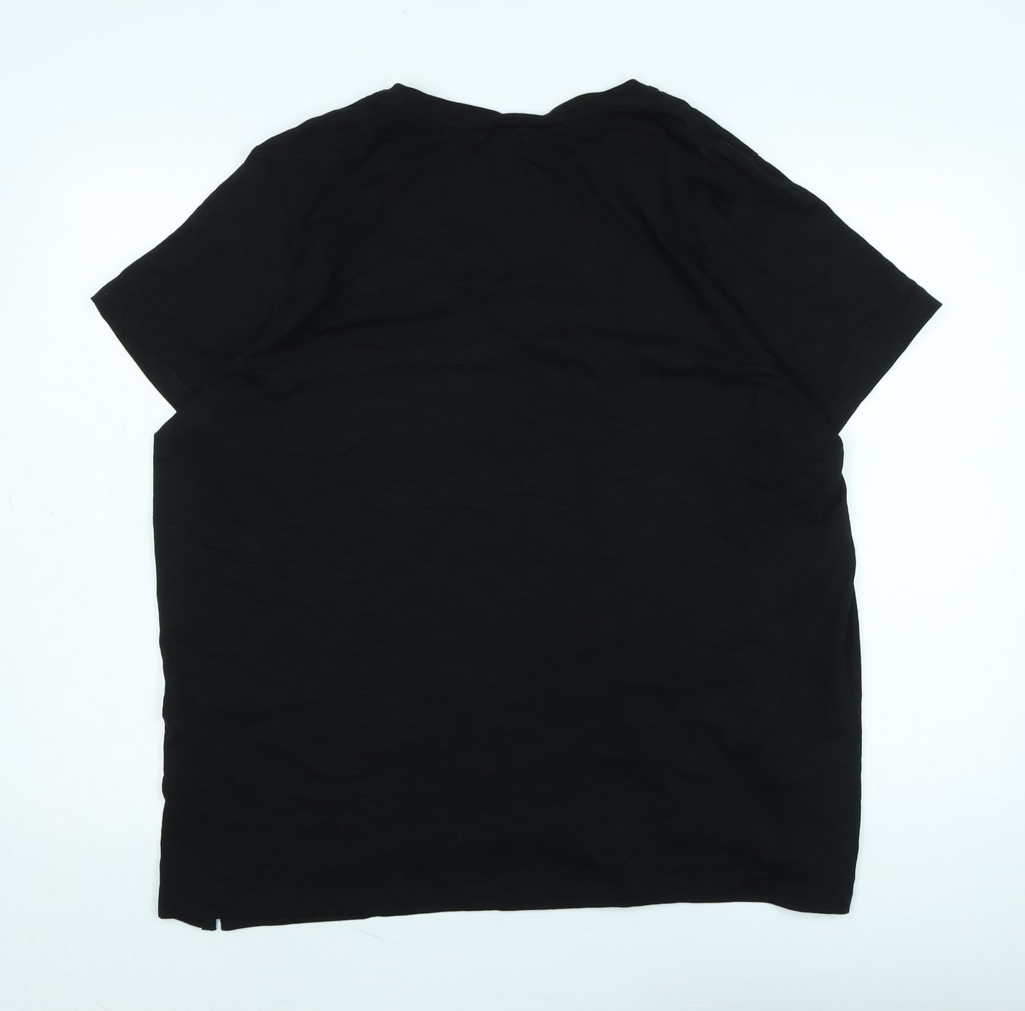 Marks and Spencer Womens Black Cotton Basic T-Shirt Size 20 V-Neck