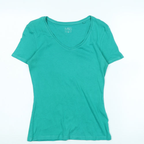 Marks and Spencer Womens Green Camel Basic Tank Size 8 Scoop Neck