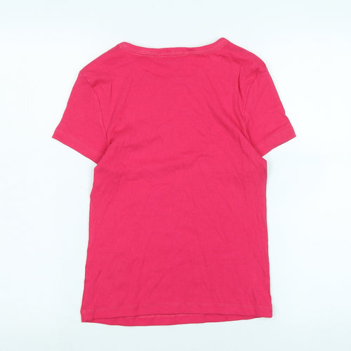 Marks and Spencer Womens Pink Cotton Basic T-Shirt Size 8 Scoop Neck