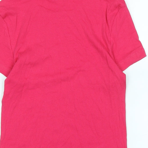 Marks and Spencer Womens Pink Cotton Basic T-Shirt Size 8 Scoop Neck