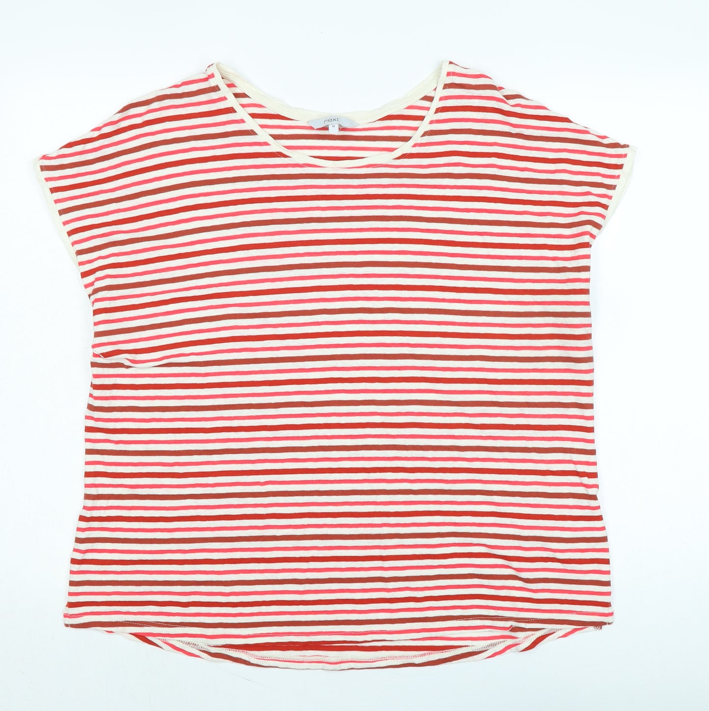 NEXT Womens Red Cotton Basic T-Shirt Size 16 Scoop Neck