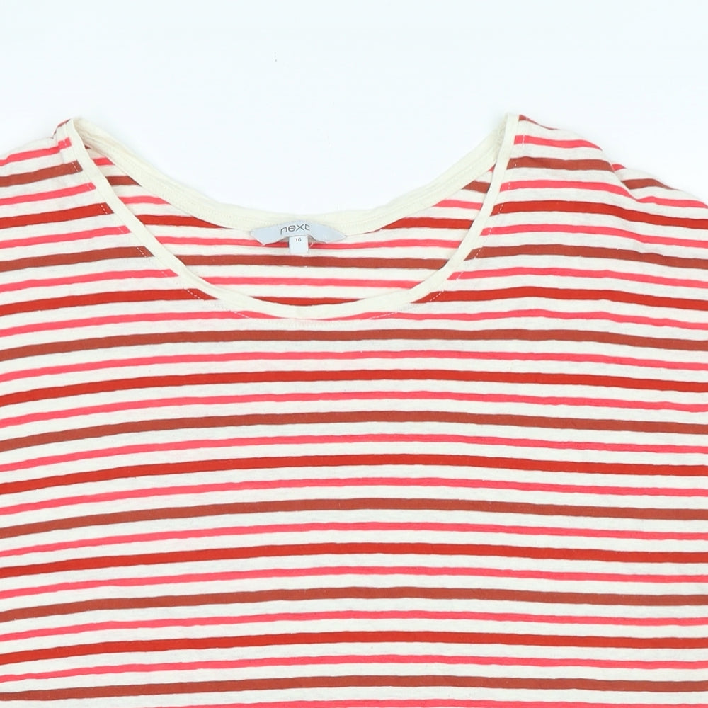 NEXT Womens Red Cotton Basic T-Shirt Size 16 Scoop Neck