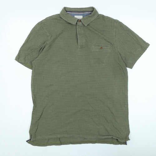 White Stuff Mens Green Cotton Polo Size M Collared Button