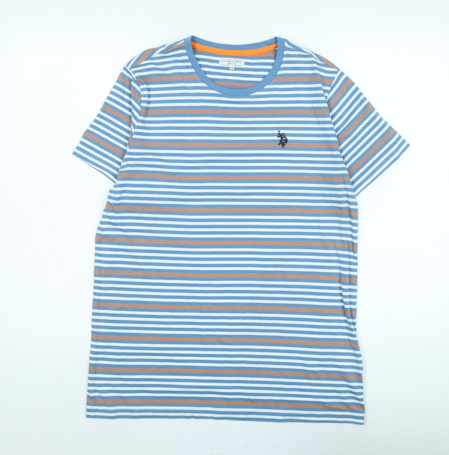 Polo Boys Blue Cotton Basic T-Shirt Size 15-16 Years Collared