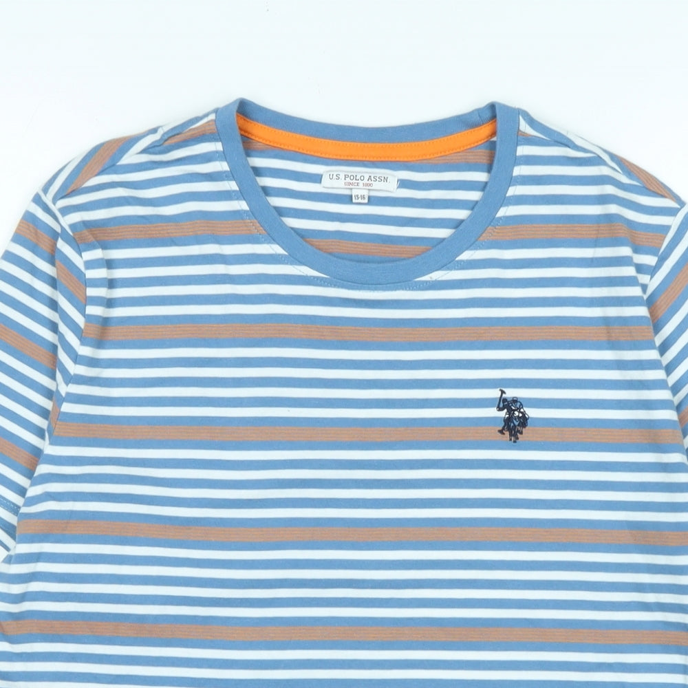 Polo Boys Blue Cotton Basic T-Shirt Size 15-16 Years Collared