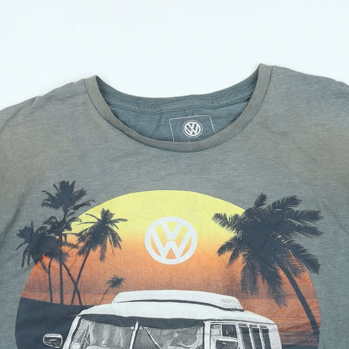 Volkswagon Mens Grey Cotton T-Shirt Size 2XL Crew Neck - Campervan