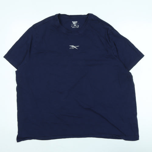 Reebok Mens Blue Cotton T-Shirt Size XL Collared - Logo