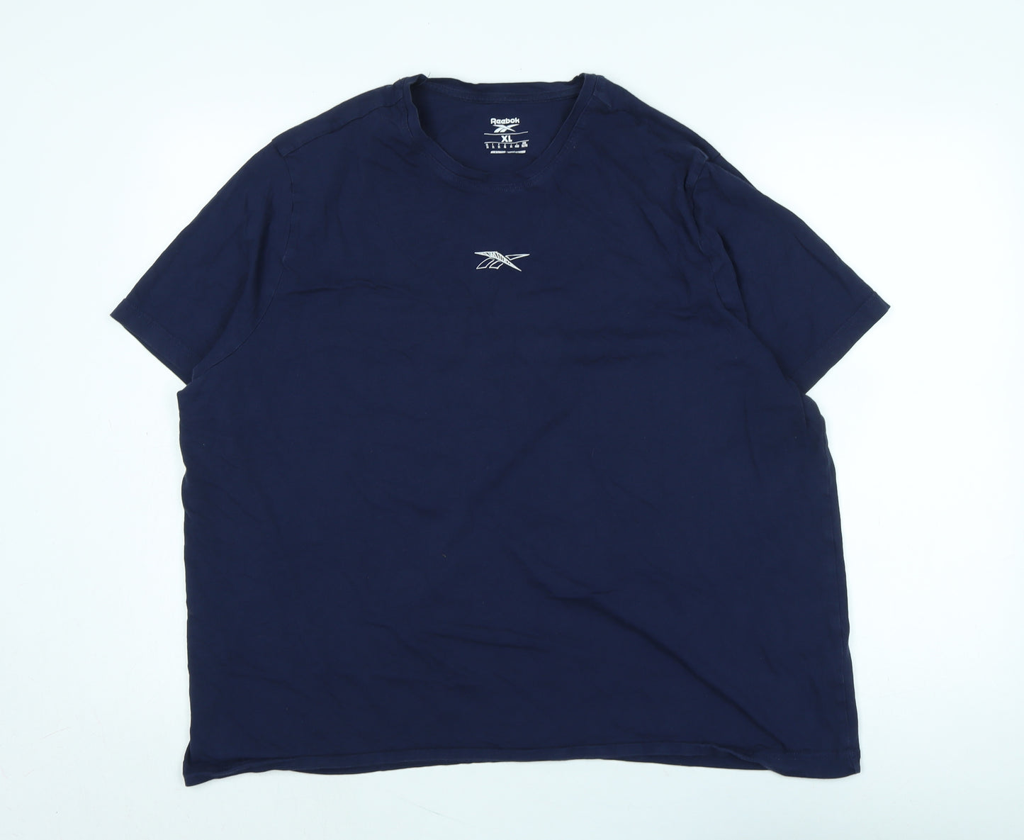 Reebok Mens Blue Cotton T-Shirt Size XL Collared - Logo