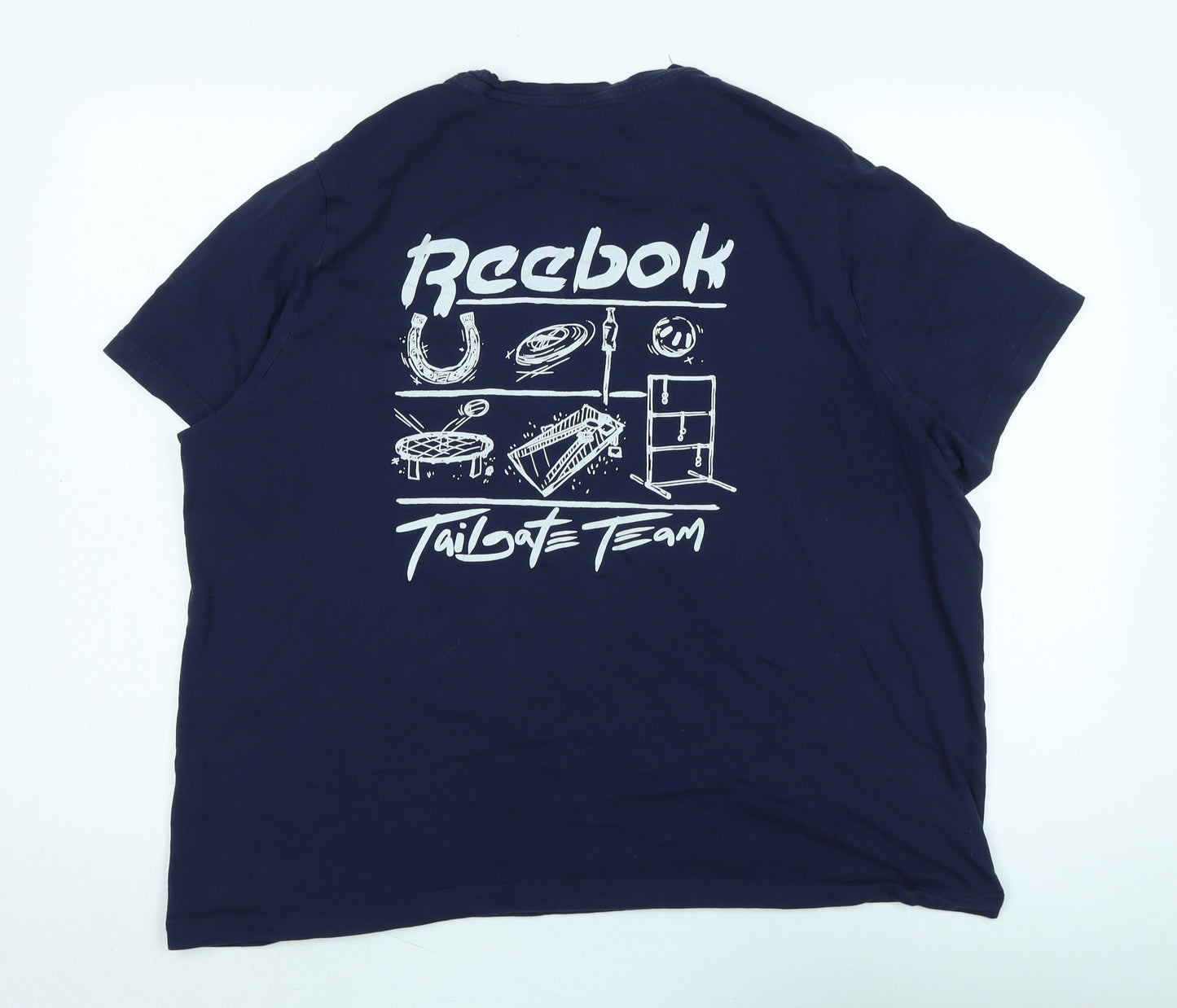 Reebok Mens Blue Cotton T-Shirt Size XL Collared - Logo