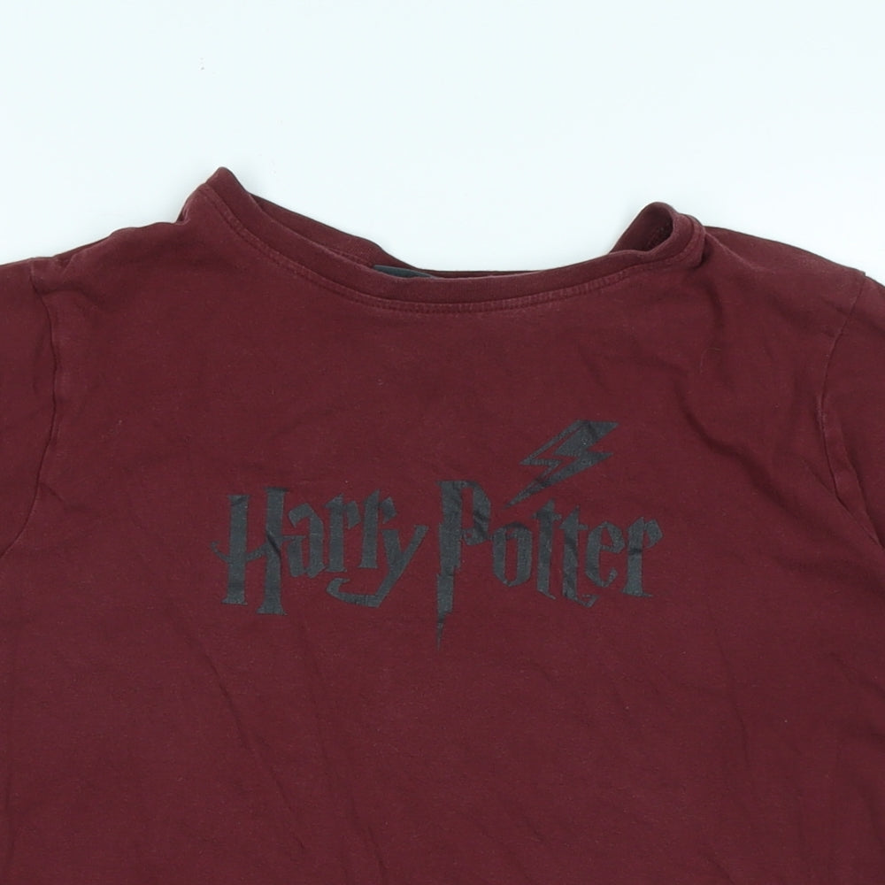 Harry Potter Girls Red Cotton Basic T-Shirt Size 13-14 Years Collared