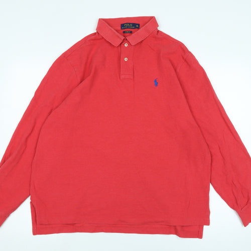 Polo Ralph Lauren Mens Red Cotton Polo Size XL Collared - Logo