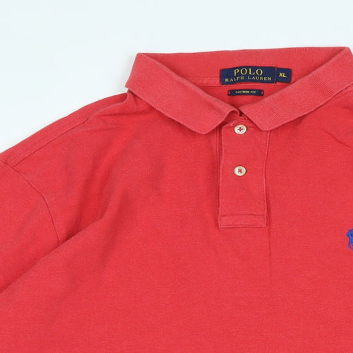 Polo Ralph Lauren Mens Red Cotton Polo Size XL Collared - Logo