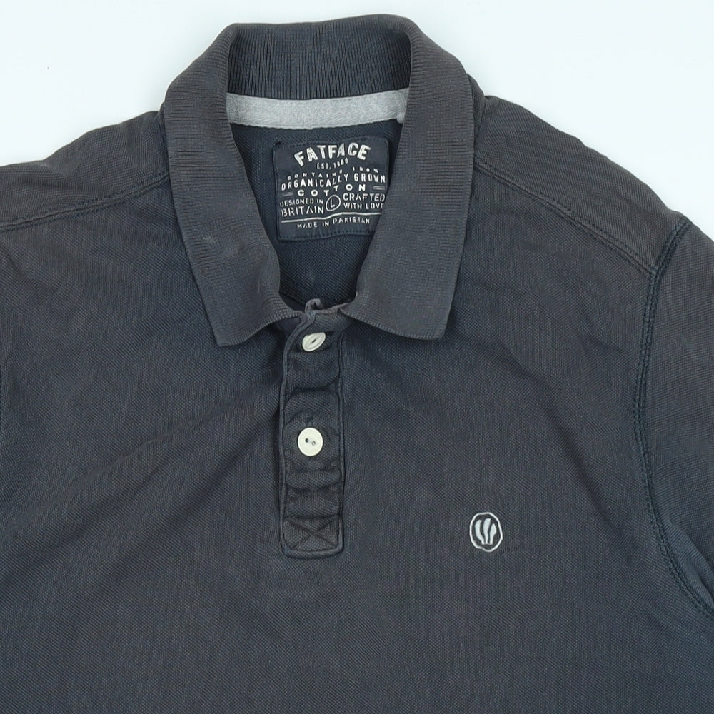 Fat Face Mens Grey Cotton Polo Size L Collared - Logo