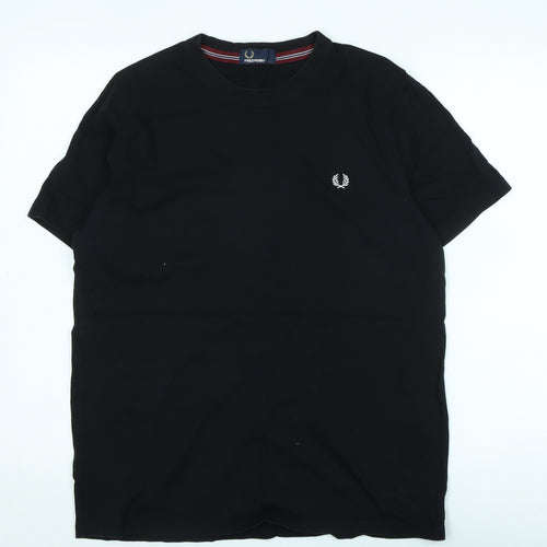 Fred Perry Mens Black Cotton T-Shirt Size L Collared - Logo