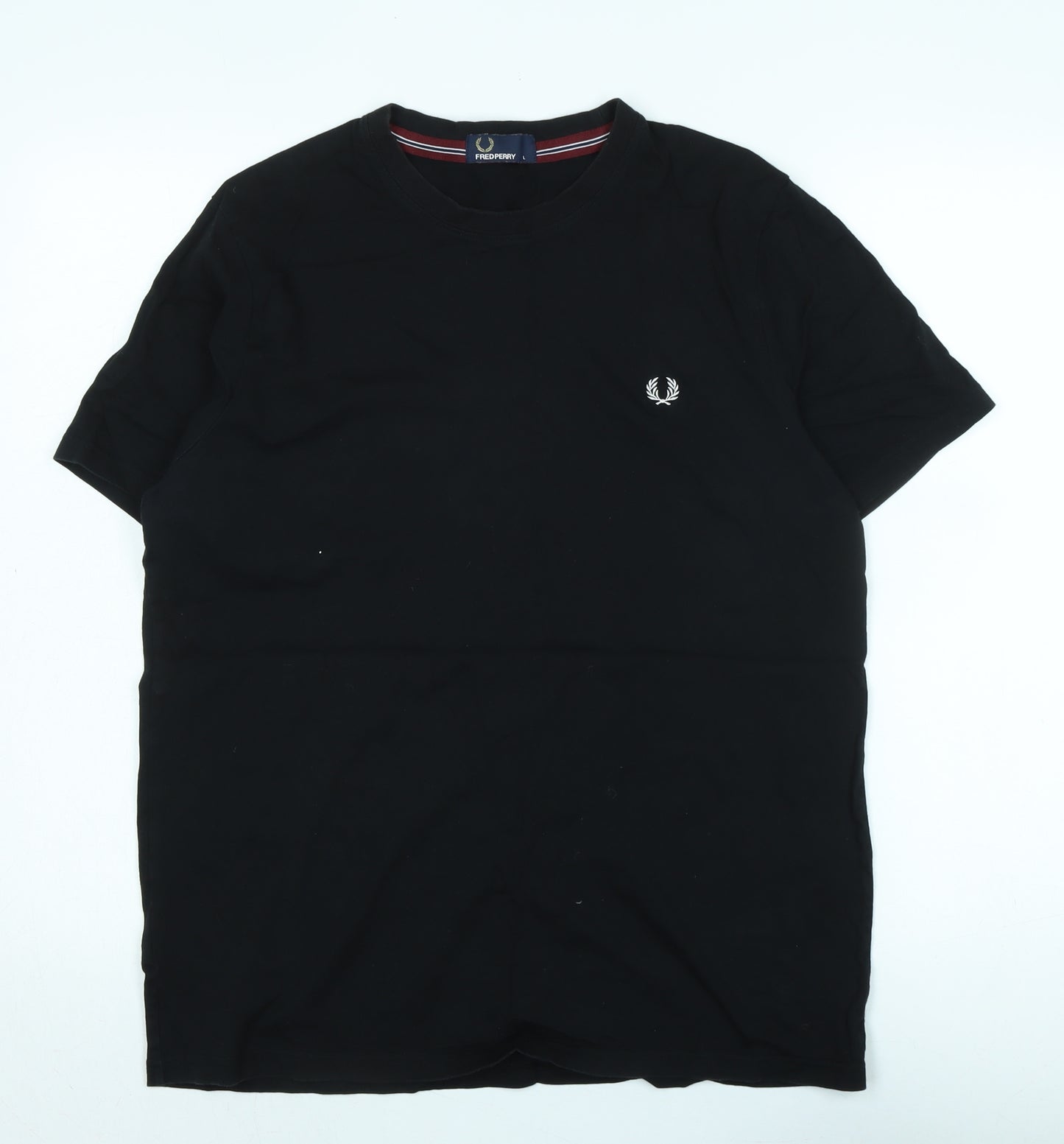 Fred Perry Mens Black Cotton T-Shirt Size L Collared - Logo