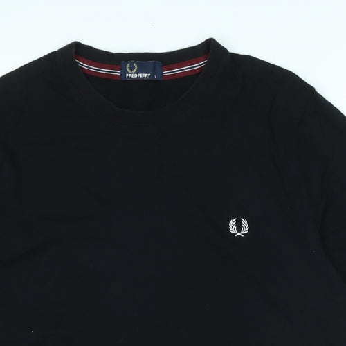 Fred Perry Mens Black Cotton T-Shirt Size L Collared - Logo