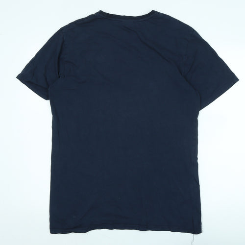 Canterbury Mens Blue Cotton T-Shirt Size L Collared - Logo - canterbury