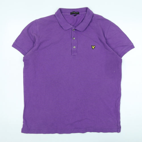 Lyle & Scott Mens Purple Cotton Polo Size XL Collared - Logo - Vintage