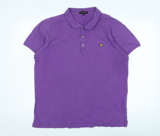 Lyle & Scott Mens Purple Cotton Polo Size XL Collared - Logo - Vintage