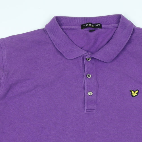 Lyle & Scott Mens Purple Cotton Polo Size XL Collared - Logo - Vintage