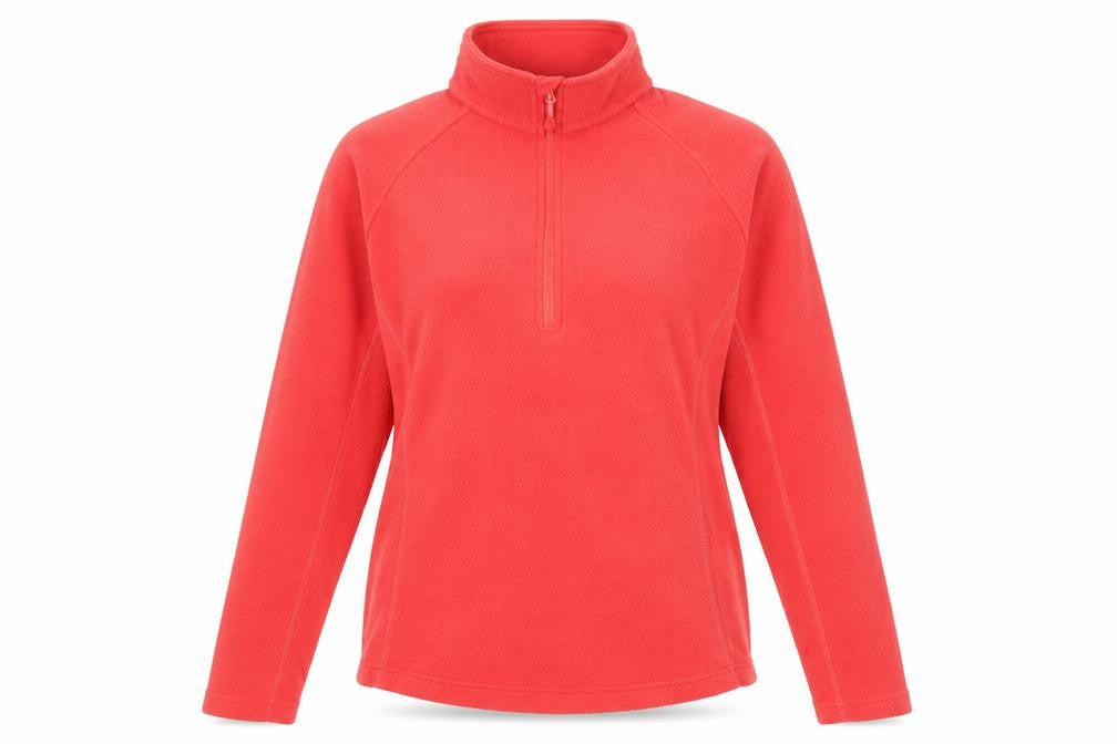 Front view of Mountain Hardwear women’s pink polyester pullover sweatshirt, size M, - logo