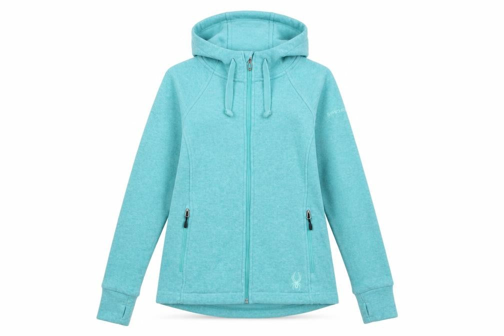 Front view of Spider women’s green jacket, size S, zip - logo