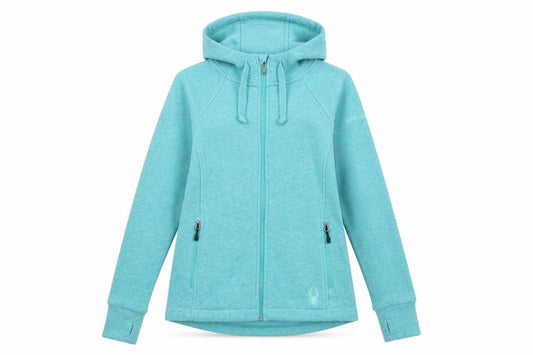 Front view of Spider women’s green jacket, size S, zip - logo
