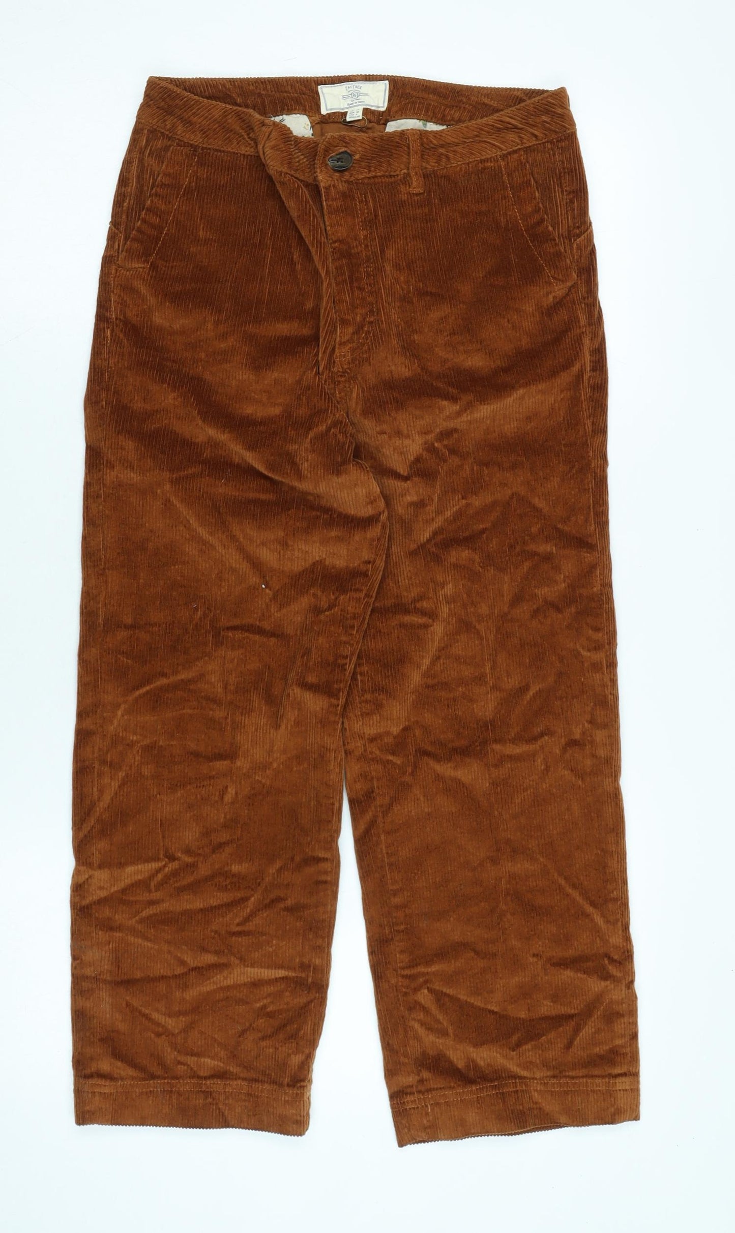 Fat Face Womens Brown Cotton Trousers Size 10 L23 in Regular Zip - Logo
