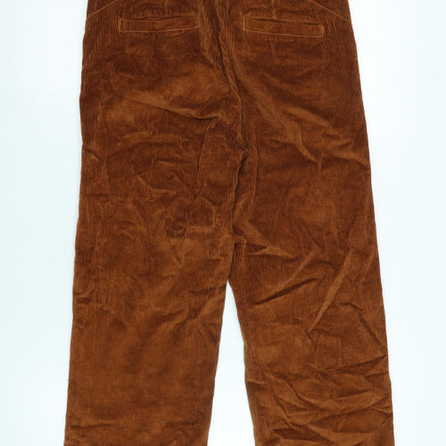 Fat Face Womens Brown Cotton Trousers Size 10 L23 in Regular Zip - Logo