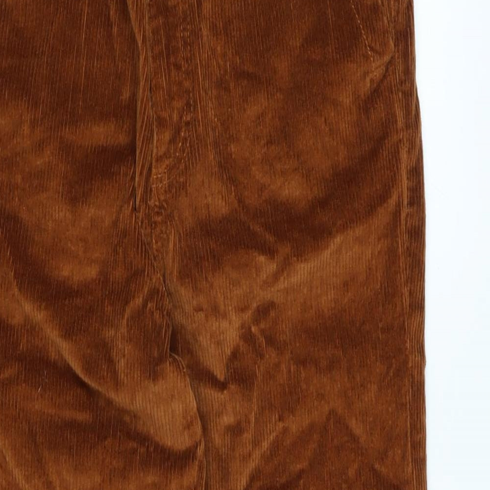Fat Face Womens Brown Cotton Trousers Size 10 L23 in Regular Zip - Logo