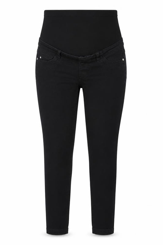 Front view of Red Herring women’s black cotton straight jeans, size UK 12, 30-inch leg regular zip