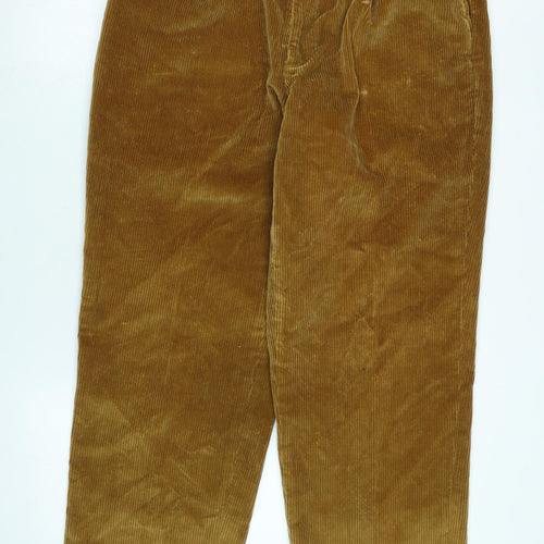 Orvis Mens Brown Cotton Trousers Size 34 in L29 in Regular Zip - Logo