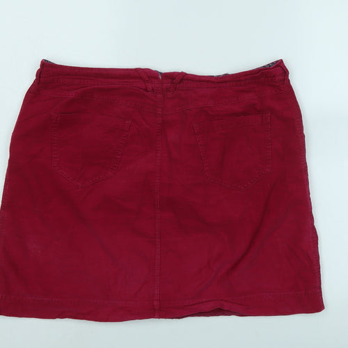 White Stuff Womens Red Cotton A-Line Skirt Size 12 Zip - Logo