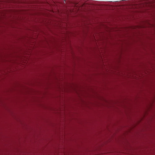 White Stuff Womens Red Cotton A-Line Skirt Size 12 Zip - Logo