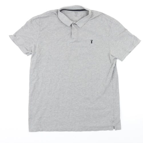 NEXT Mens Grey Cotton Polo Size XL Collared Button