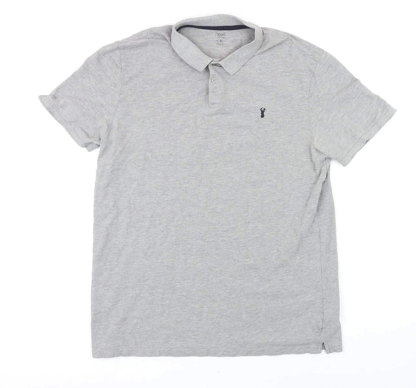 NEXT Mens Grey Cotton Polo Size XL Collared Button