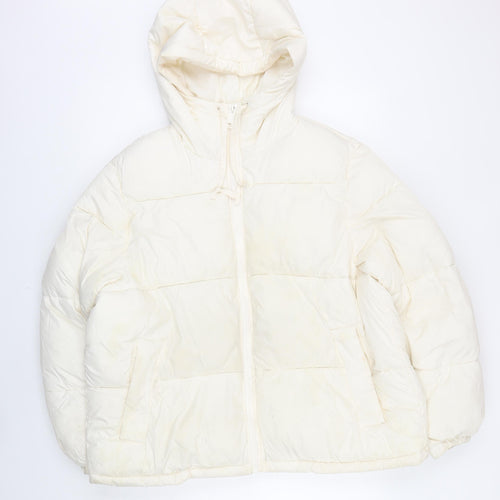 H&M Womens Ivory Jacket Coat Size M Zip