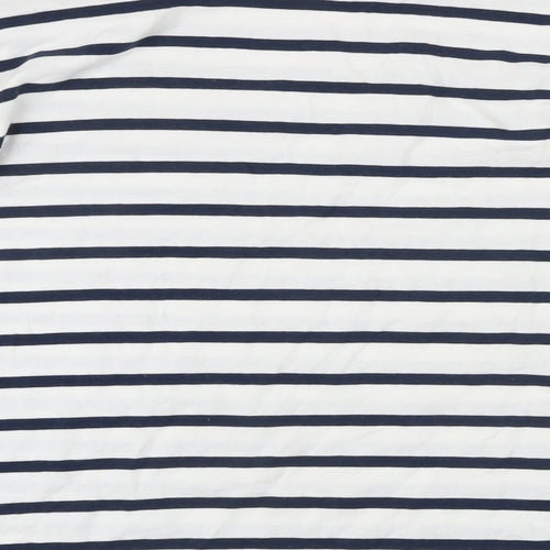 Marks and Spencer Womens Blue Striped Cotton Basic T-Shirt Size 18 Boat Neck