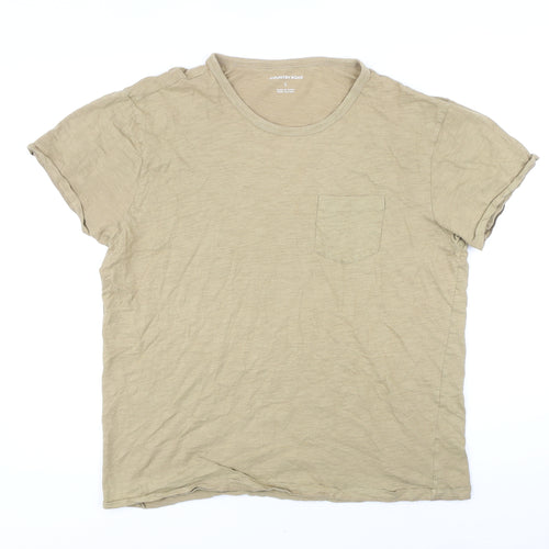 Country Road Womens Beige 100% Cotton Basic T-Shirt Size L Scoop Neck