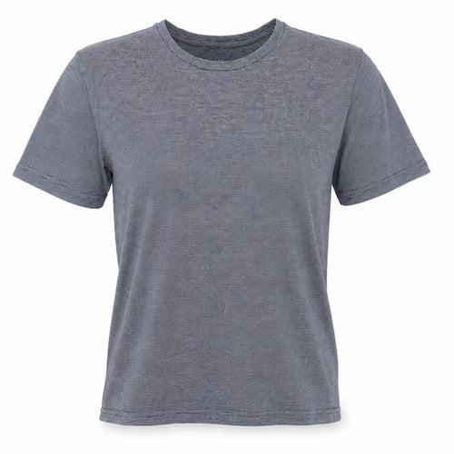 Marks and Spencer Womens Blue Striped Cotton Basic T-Shirt Size XS Round Neck