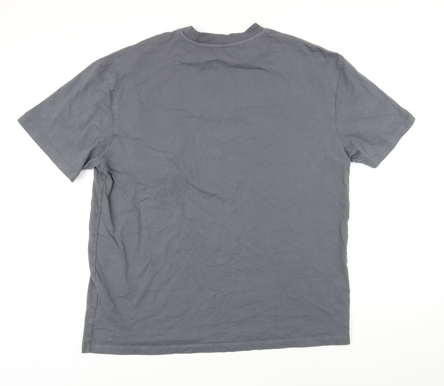 Topman Mens Grey Cotton T-Shirt Size L Round Neck