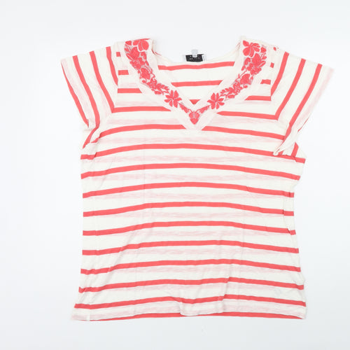 Per Una Womens Red Striped Viscose Basic T-Shirt Size 16 Sweetheart