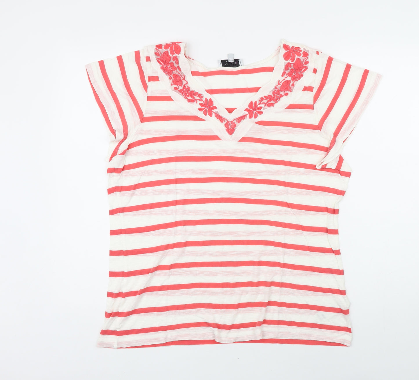 Per Una Womens Red Striped Viscose Basic T-Shirt Size 16 Sweetheart