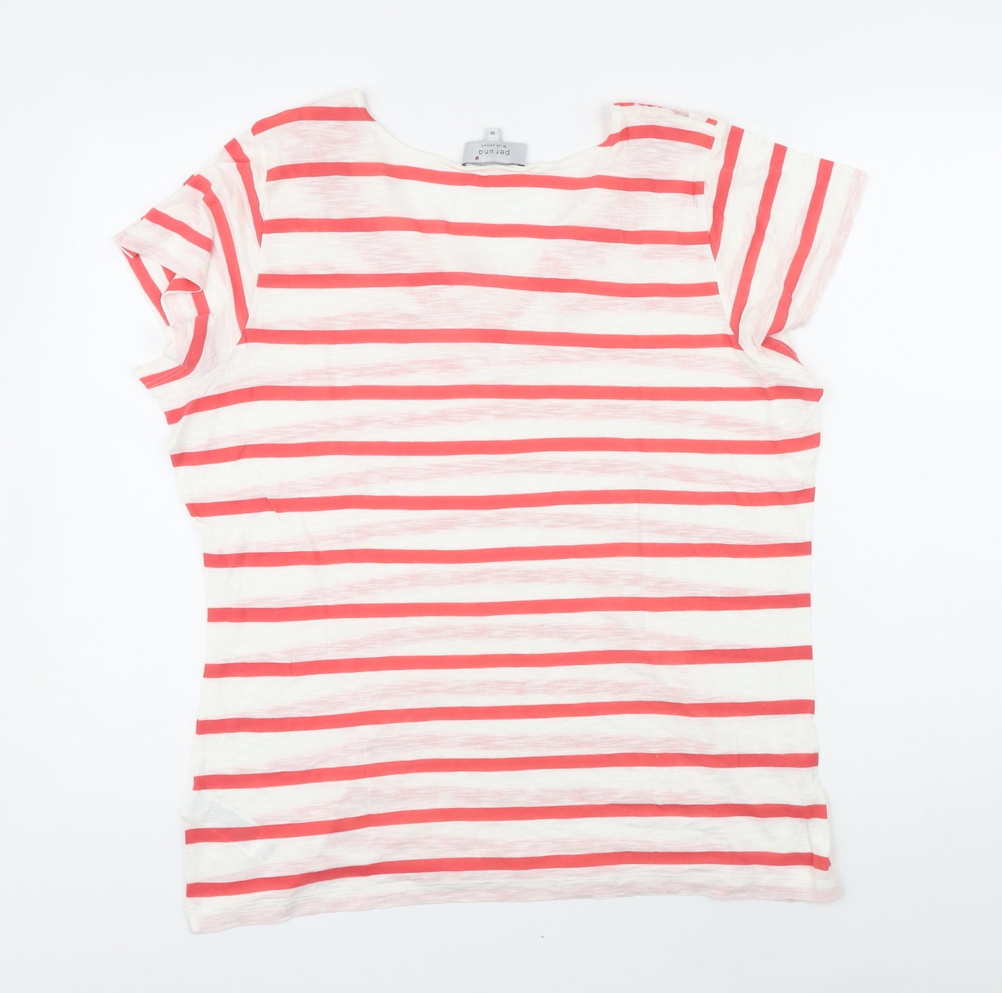 Per Una Womens Red Striped Viscose Basic T-Shirt Size 16 Sweetheart