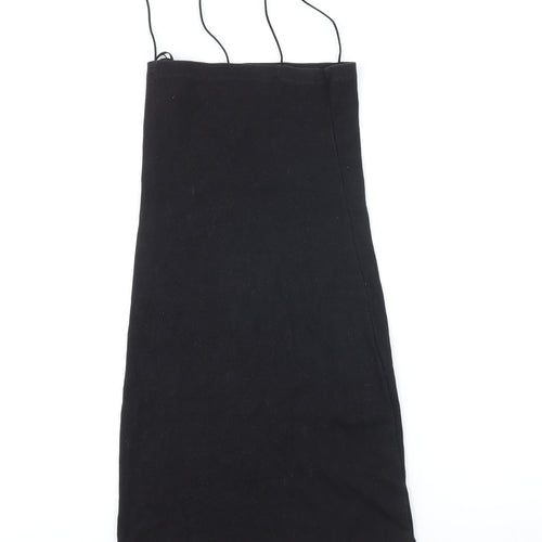 Zara Womens Black Cotton Bodycon Size M Square Neck