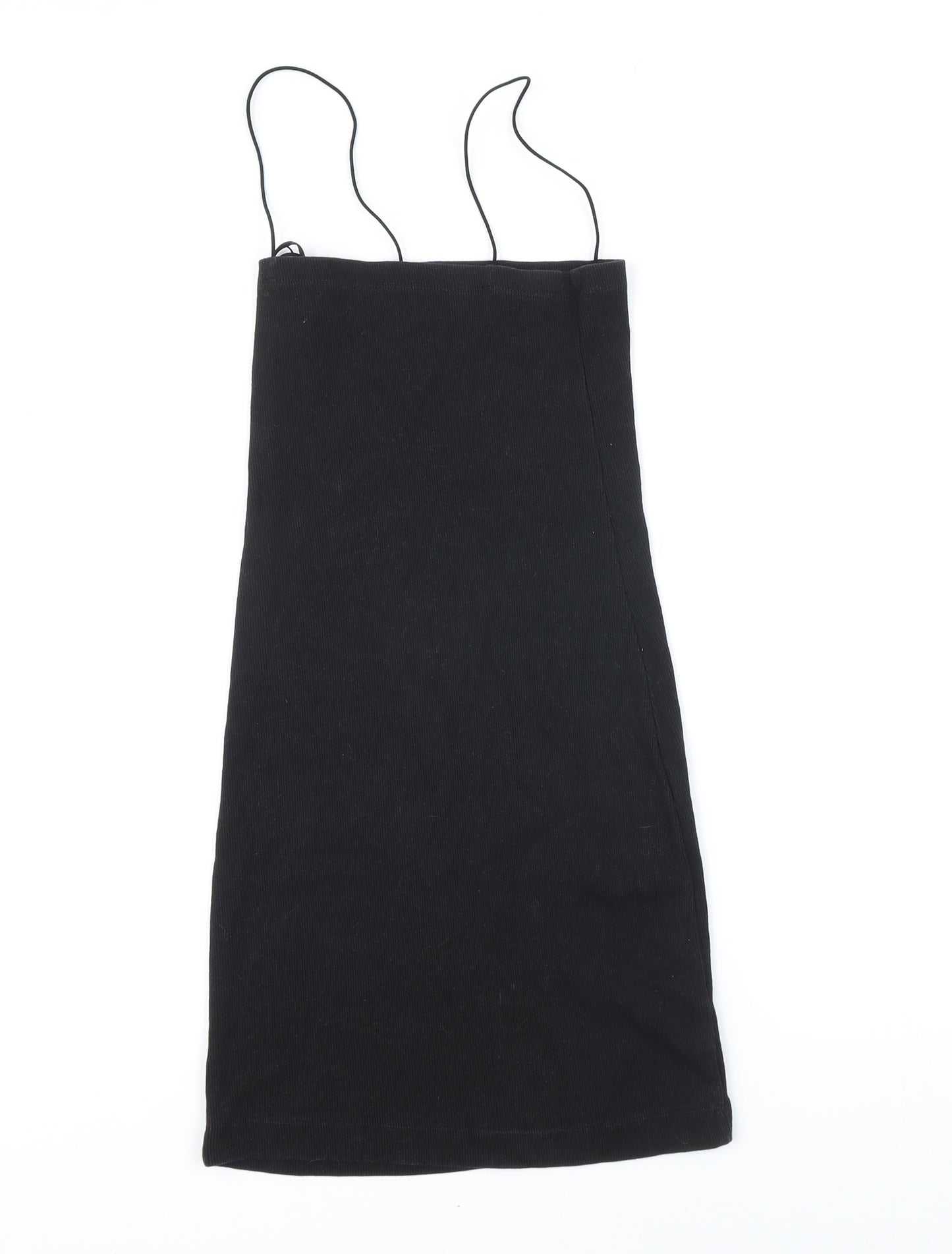 Zara Womens Black Cotton Bodycon Size M Square Neck